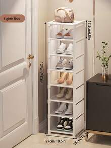 1pc Multi-Tier Narrow Shoe Rack, Space-Saving Freestanding Shoe Storage Organizer, No-Assembly Vertical Shoe Shelf For Entryway, Dorm, Apartment, Small Space, Home Storage Solution - Multicolor - View 17