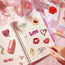 50pcs Transparent Doodle Stickers, English Text, PET Cartoon Stickers, DIY Luggage Phone Guitar Fridge Party Gifts, Valentine's Day - Multicolor - View 3