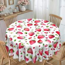 1pc Strawberry Pattern Round Or Rectangular Tablecloth, Multiple Sizes Available, Strawberry Print Design, Countryside Style, Suitable For Home, Kitchen, Wedding, Party, Dining Table, Outdoor Events, Gifts. Easy-To-Clean Polyester Fabric - Multicolor - View 10