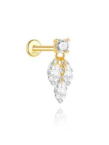 925 Sterling Silver Mini Stud Flat Back Earrings For Women 18K Gold Plated Helix Cartilage Piercing Jewelry Dainty Star Cluster Cubic Zirconia Lotus Climber Screw Backs - Gold - View 19