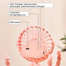 USB Rechargeable Octopus Mini Multifunctional Fan, Small Fixed Fan, Portable Desktop Fan For Baby Stroller, Bicycle With Gentle Wind VKUC - Black - View 5
