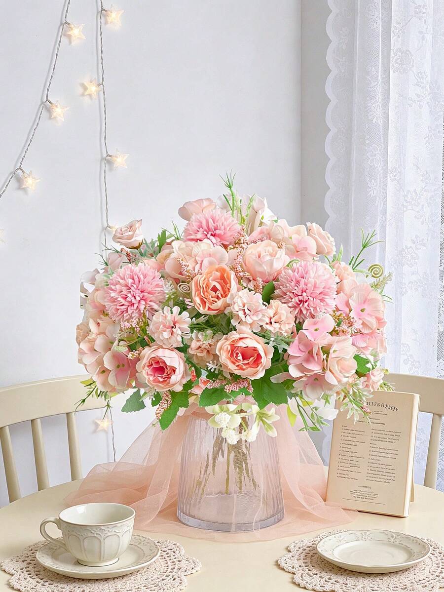 1/3 quả cầu hoa mẫu đơn nhân tạo thêu, hoa hỗn hợp, vải lụa, nụ hồng, thích hợp cho tiệc sinh nhật, họp mặt, trang trí, bó hoa cưới, trang trí nhà cửa, nhà hàng, phòng ngủ, bệ cửa sổ, trang trí bình hoa, quà tặng ngày Valentine, trang trí năm mới, sân vườn ngoài trời, mùa tựu trường. - Hồng - Xem 1