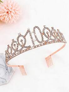 Conjunto personalizable de corona y faja de cumpleaños - Número 10 brillante con corona, conjunto de 10º cumpleaños, vestido de fiesta, el regalo perfecto de 10º cumpleaños para tu hija - Multicolor - Ver 3