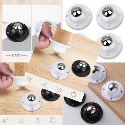 Self Adhesive Caster Wheels For FurnitureStorage Box Trash Can PC Stainl Steel Universal Pulley 360 Degree Rotating Adhesive Caster Wheels 0.8 Inch Low Profile Swivel Wheels White 4 Pack