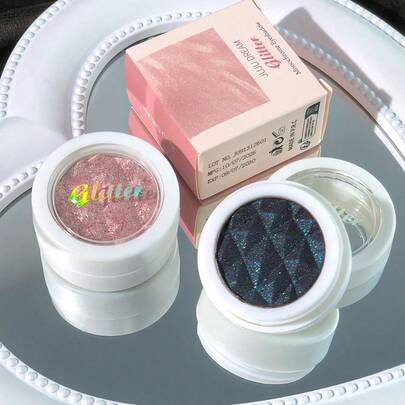 JUJU DREAM 2pcs Monochrome Glitter Eyeshadow Set, High Shine Shimmer Eyeshadow Powder, Long Lasting Sparkle Eye Makeup For Daily & Party Looks