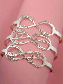 1 buc brățară personalizată cu deschidere nelimitată, poate fi personalizată cu 1-6 nume, bijuterii din oțel inoxidabil, lucruri personalizabile, cadouri pentru iubit, brățări de damă, brățări personalizate, bijuterii personalizate, cadouri de Crăciun personalizate, bijuterii de Halloween, cadouri personalizate, cadouri pentru familie și prieteni, perfectă pentru sărbători, zile de naștere, aniversări, ceremonii de absolvire - Multicolor - Vizualizare 6