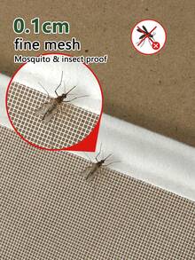 Black DIY Window Screen Mesh Set, Cut-To-Fit Breathable Net, Self-Adhesive Hook & Loop Easy Install, Mosquito & Bug Protection For Home Windows - White - View 4