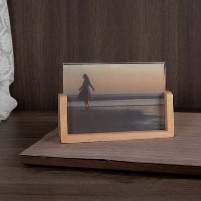 إطارات صور أكريليك على شكل حرف U مع قاعدة خشبية، أفقي وعمودي، تناسب مقاسات 6/7/8/10 بوصة وحجم A4، حامل عرض صور مبتكر للمنزل والمكتب والمدرسة والفن والأطفال والتذكارات