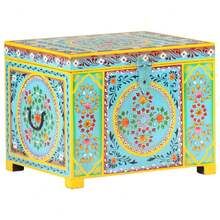 Caja almacenaje pintada a mano 50x40x40 cm madera mango maciza multifunzionale e grande capacità risparmia spazio e facile da pulire stabile e estetico ideale per sala da pranzo sala da pranzo e camera da letto - Multicolore - Visualizzare 9