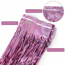 [Emballé individuellement] 1*2m/1 sac Rideau à paillettes laser pour décoration de scène, fournitures de fête, décoration de Noël, fête d'anniversaire, toile de fond de mariage, rideau de porte à franges, couleurs vives, indéfrisable - Rideau de pluie laser - Voir 5