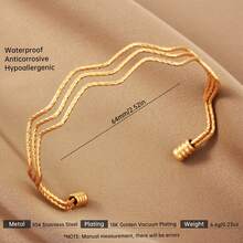 1pc High-Quality Stainless Steel Hollow Three-Layer Glossy Opening Adjustable Bracelet For Men And Women Daily Casual Street Party Personalized Versatile Simple Jewelry Gift - Bracelet - View 5