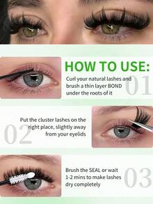 560片6款混合D卷度簇状假睫毛，大容量混合假睫毛+尖刺假睫毛+80D/100D/120D/160D蓬松单根假睫毛，可在家DIY浓密簇状假睫毛，自然轻盈，附赠化妆工具 - 彩色 - 查看 10