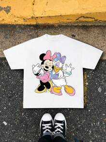 Disney Y2K Style Minnie & Daisy Gradient Cool & Cute BFF Short Sleeve T-Shirt - 白色 - 查看 2