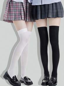 Vớ dài đến đùi màu đen co giãn cao, kiểu anime, dành cho nữ. - Nhiều màu - Xem 1