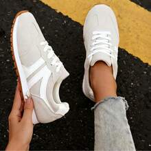 Women's Classic Fashion Comfortable Casual Versatile Lace-Up Lightweight Non-Slip College Style New Sports Shoes - Xám - Xem 1