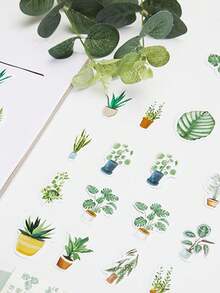 46pcs/Set Ins Fresh Art Style Green Plant Life Series Box Stickers DIY Journal Diary Decoration Sealing Stickers Decorative Stickers - Sticker - View 7