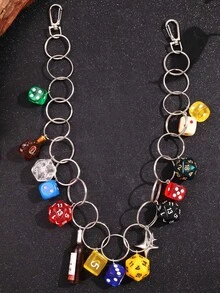 1pc Punk Street Style Unique Tassel Multi-Pendant Bottle Dice Colorful Waist Chain Body Jewelry, Casual Streetwear Accessory For Men - Multicolor - View 7