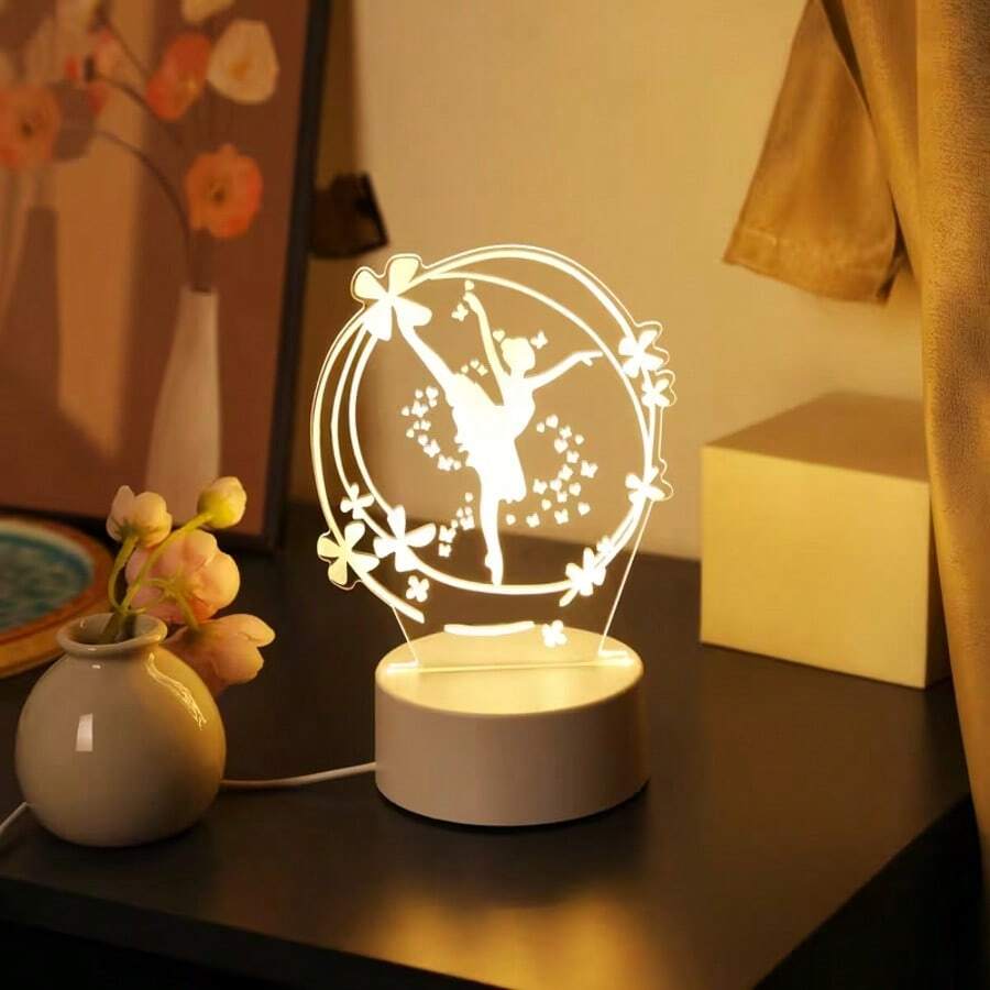 1pc USB Powered 3D Modern Elegant Ballet LED Night Light, Suitable For Bedroom, Office And Various Room Types - Creative Gift Lamp Ideal For Her, Anniversary, Birthday, Valentine's Day, Christmas, Wife, Mother, Girlfriend - Yellow - View 1