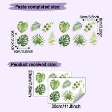 1套(2件)仿真熱帶植物葉片牆貼，房間裝飾用乙烯基牆貼，可移除式居家背景牆面裝飾貼紙 - 仿真熱帶植物葉子 - 查看 2