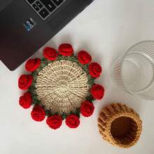 Bouquet Coasters Handmade Woven Placemats Crochet Coasters Table Decorations And Accessories Home Decoration - S4 - Xem 5