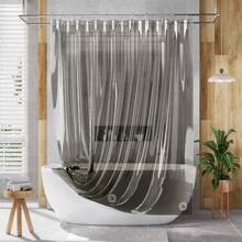 AmazerBath Shower Curtain Liner, 72x72 Grey Shower Liner, Cute Plastic Shower Curtain Liners, Lightweight PEVA Waterproof Gray Shower Curtains For Bathroom With Magnets And 12 Grommet Holes - 午夜 - 查看 4