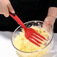 Forchetta flessibile in silicone resistente al calore, grande forchetta da cucina antiaderente, utensile versatile per mescolare gli ingredienti, schiacciare il cibo, sbattere le uova, cuocere - Blu scuro - Visualizzare 4