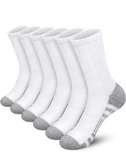 1/3/5 Paquete doble de calcetines de baloncesto para hombres, calcetines largos para parejas, antideslizantes, calcetines deportivos duraderos para baloncesto, ciclismo y deportes, blancos