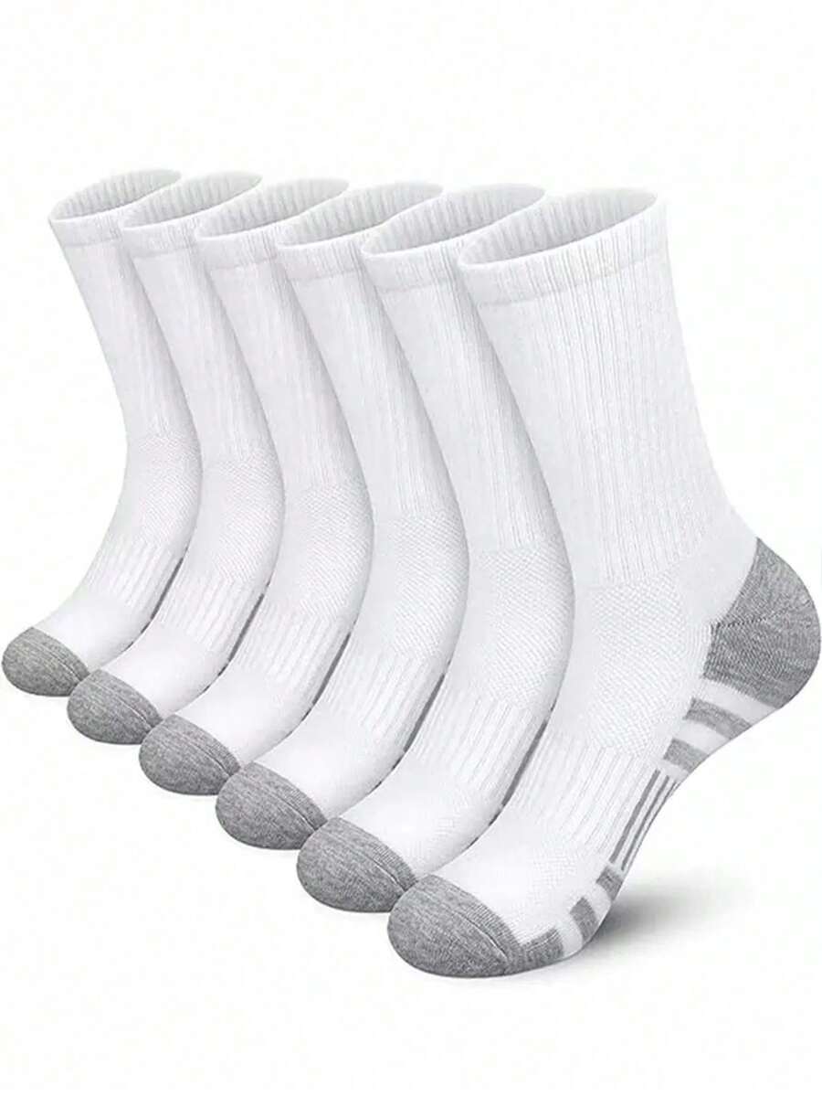 1/3/5 Pairs Men's Basketball Socks, Couples Long Tube Socks, Non-Slip & Durable For Basketball, Cycling And Other Sports, White - Multicolor - View 1