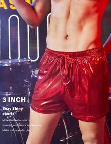 3pcs Christmas Party Shorts For Men, Men's Disco Pants Men's Party Pants, Sparkling Shorts Holiday Party Shorts, High-Stretch Waistband Pockets With Drawstring. - Đen + Xám + Đỏ - Xem 4