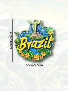 1个巴西旅行纪念冰箱贴，基督救世主涂鸦喷绘，热带花卉与巨嘴鸟，足球与冲浪板，里约热内卢风光，树脂3D立体油画工艺品，精致浮雕设计，家居装饰磁性贴纸，旅行伴侣礼物，简约可爱，厨房冰箱装饰，送给亲朋好友的独特礼物，南美风情桌面摆件 - 冰箱貼 - 查看 2