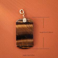 天然虎眼石，吉祥结吊坠，方形，手工DIY饰品配件 - 棕色 - 查看 3