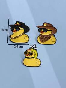 可爱黄色小鸭海盗时尚眼镜帽形金属胸针别针服装配饰 - 彩色 - 查看 5