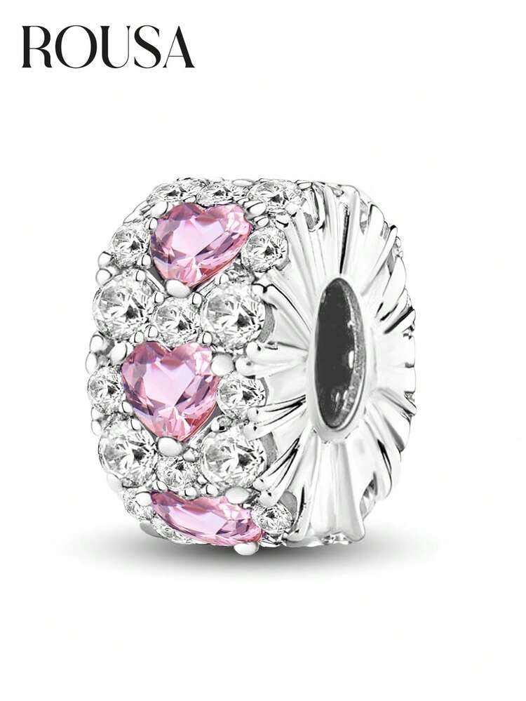 1颗925纯银心形锆石珠吊坠，适合女士手链、手镯DIY饰品制作和日常搭配，也适合女孩作为学习配饰。 - 款式3 - 查看 1