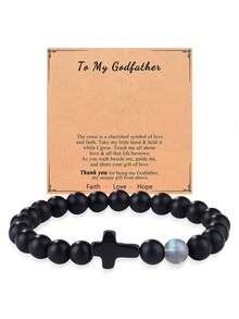 新款哑光串珠手链,配虎眼石和小十字架吊坠,黑曜石手链 - 手鍊 - 查看 32