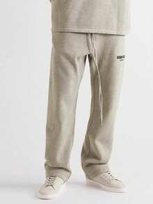 Essentials -Fear Of God SS22 Collection Wide Leg Sweatpants, Unisex High Waist Design, Loose Relaxed Silhouette, Premium Durable Cotton Blend, Elastic Waist With Drawstring, Vintage Washed Finish, Minimalist Streetwear, Comfortable Loungewear For Spring & Summer - YẾN MẠCH ĐEN - Xem 4