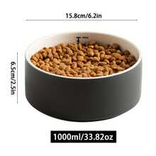1个6.2英寸陶瓷宠物碗，带刻度线，黑色猫狗喂食碗，防滑平底水碗，适用于幼猫幼犬 - 300ml - 查看 2