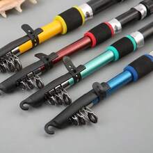 Bộ cần câu ngắn dạng thu gọn, cần câu ném xa siêu cứng kèm máy câu kim loại, bộ dụng cụ câu cá hoàn chỉnh. - Đỏ - Xem 3