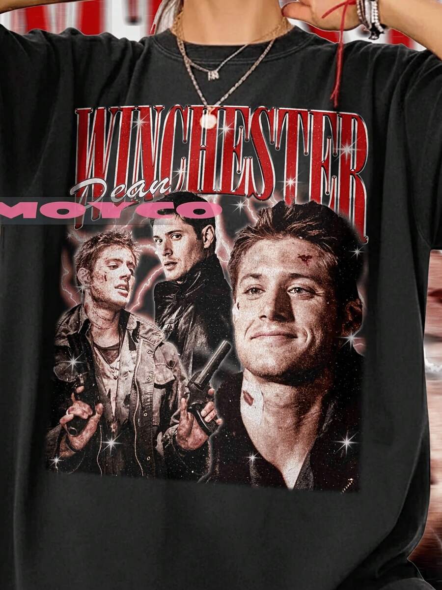 Retro Sweatshirt Jensen Ackles Shirt - 黑色 - 查看 1