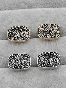 1 đôi khuy măng sét kiểu La Mã cổ điển, họa tiết hoa văn, dùng để cài tay áo sơ mi nam thời trang. - Nhiều màu - Xem 3