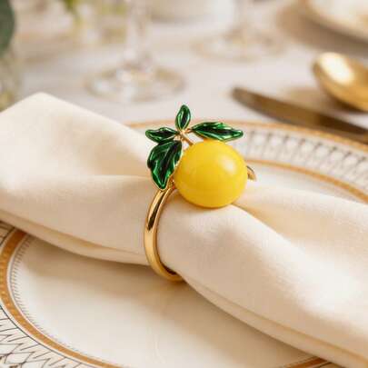 Conjunto de 2/4/6 Porta-Guardanapos em Formato de Limão, Ideais para Decoração de Mesas em Casamentos e Festas.