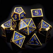 7pcs Shiny Metal Dice Set, D&D Tabletop Game Accessories, Suitable For Halloween, Christmas, Gifts, Party Supplies - Multicolor - View 9