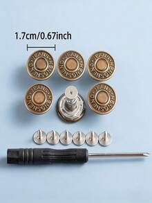 10/20 件套无缝可拆卸牛仔裤纽扣套装(10/20 颗免钉可调节纽扣 + 小螺丝刀)| 平头免钉无缝牛仔纽扣,适用于腰带和裤腰调节 | 情人节、婚礼、生日 DIY 缝纫工艺材料 - 多色 - 查看 5