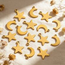 20pcs 304 Stainless Steel 18K Gold-Plated Moon And Star Pendant DIY Charm Jewellery Necklace Making Accessories Women's Stainless Steel Jewellery Handmade Components - Pendant - View 6