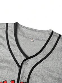 Men's #8 Birmingham Baseball Jersey, Gray Red Black Athletic Short Sleeve Shirt For Game Day & Daily Wear - 灰色 - 查看 9