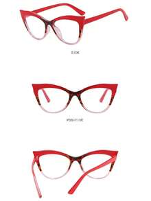 1pc Red Leopard Print Cat Eye Fashion Non-Prescription Glasses, Suitable For Daily Wear, Street Photography, Fashion Enthusiasts - Red - View 3