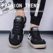 Retro German Style Men's New Fashion Versatile Low-Top Casual Sneakers - Black and White - View 5