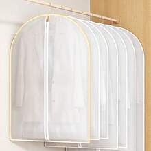 15/10/5 件装半透明拉链衣物防尘罩，多功能衣物收纳袋，西装/连衣裙保护罩，衣柜整理袋，PEVA材质防尘防霉，适合换季衣物收纳，节省空间，方便实用，保护衣物免受灰尘、潮湿和虫害侵扰。 - 彩色 - 查看 5