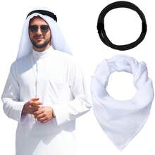 Men's Desert Scarf, Neck Wrap, Shawl, Arabic Headwear With Agal Rope - Multicolor - View 3