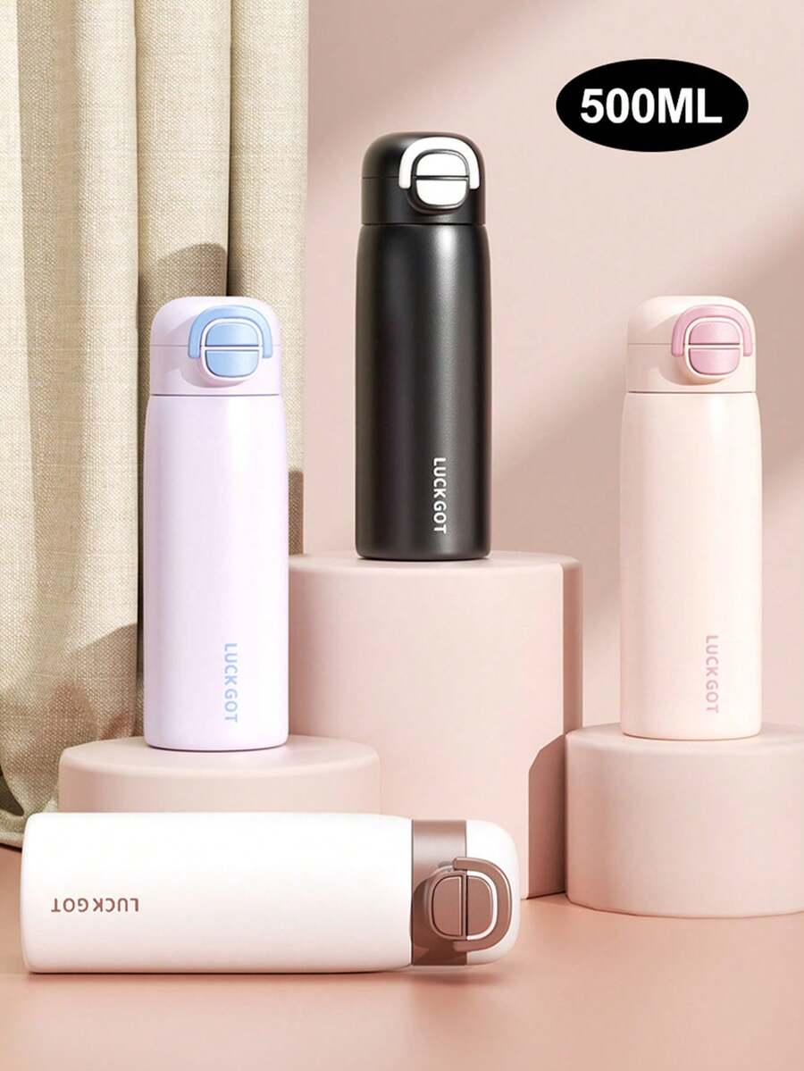 Portable Insulated Water Bottle With Multi-Function Dual Lid Leak-Proof Water Bottle For Water Tea Coffee Flip-Top Straw And Wide Mouth Caps For Travel Outdoor School Home Decor Travel Essentials Back To School