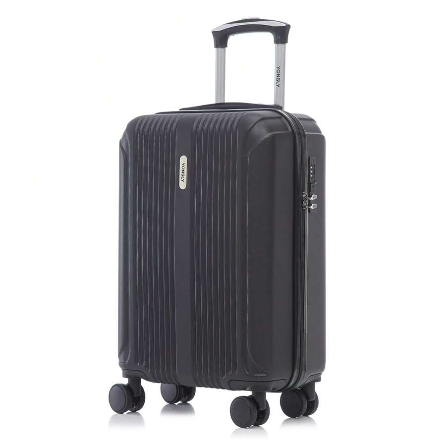 YONSLY Suitcase 20/24/28 Inches With Combination Lock Double Maintenance Zipper 360° Wheels Mesh Pocket Multi‑Stage Telescopic Handle For Vacation - 黑色 - 查看 1